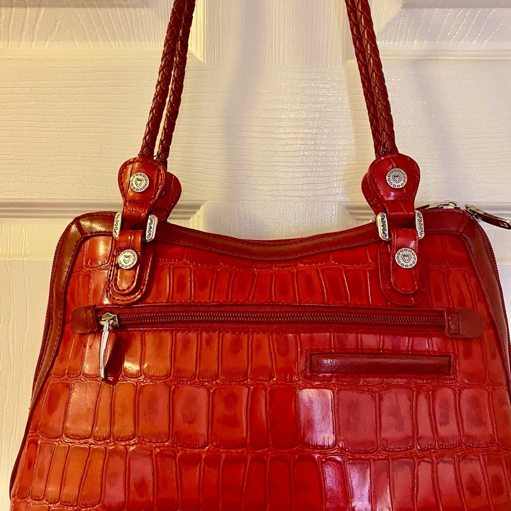 Red Crocodile Pattern Handbag - image 2